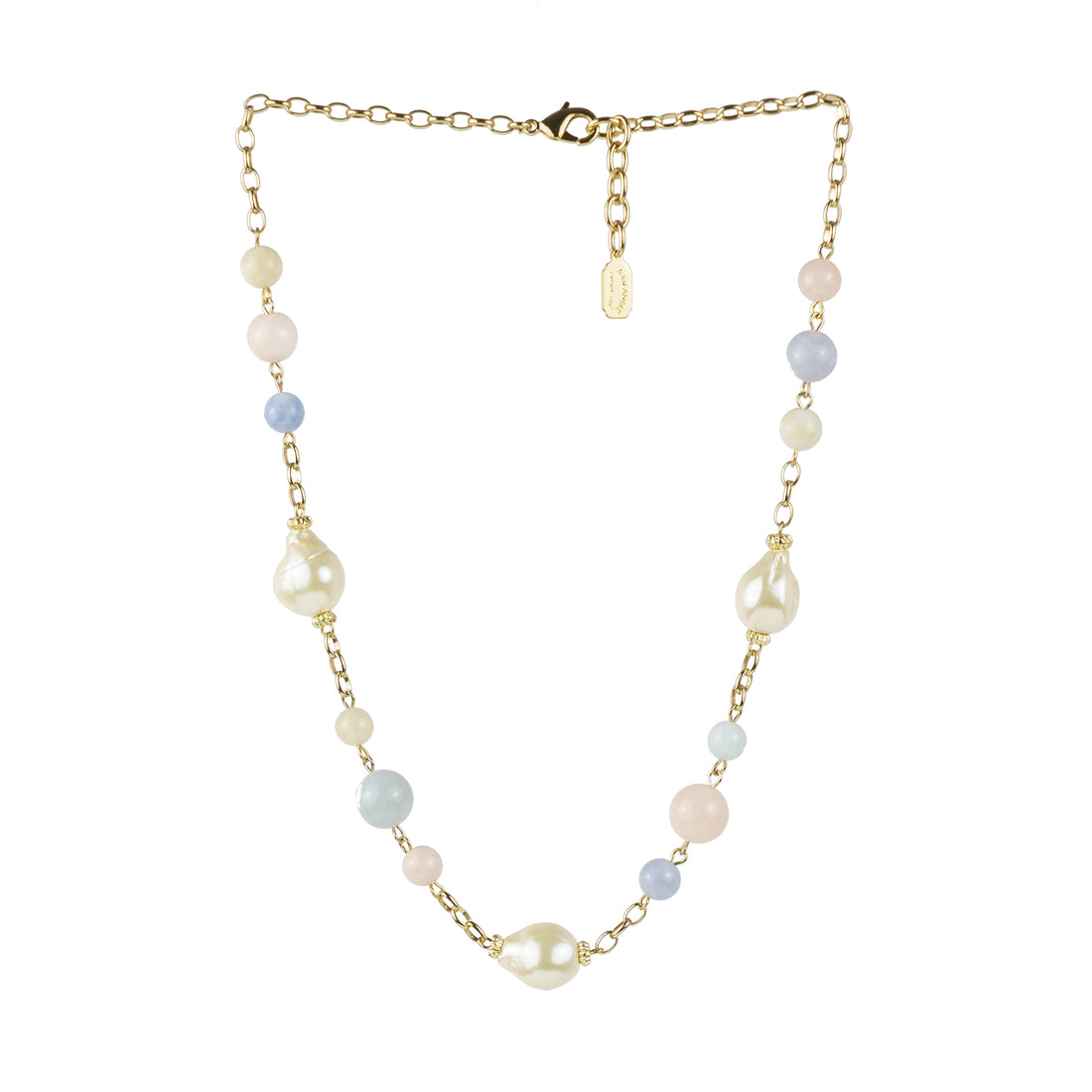 Collana girocollo in pietra dura e perle barocche