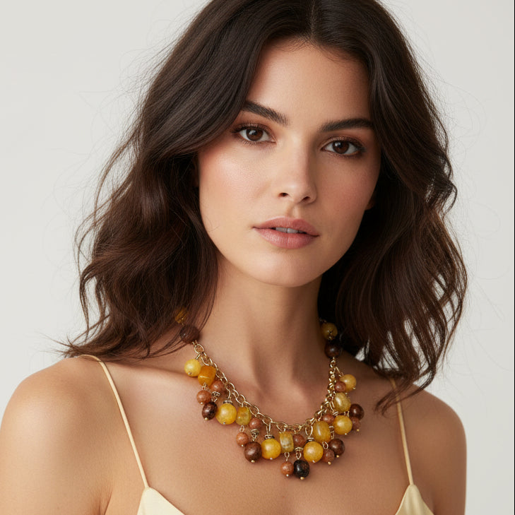 Collar multihilo de perlas de colores y cristales