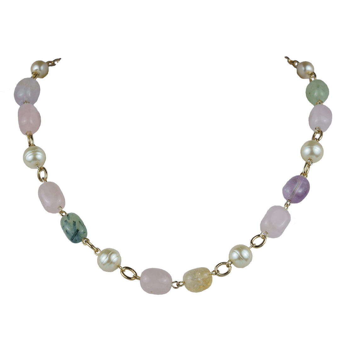 Collana girocollo in pietra dura e perle