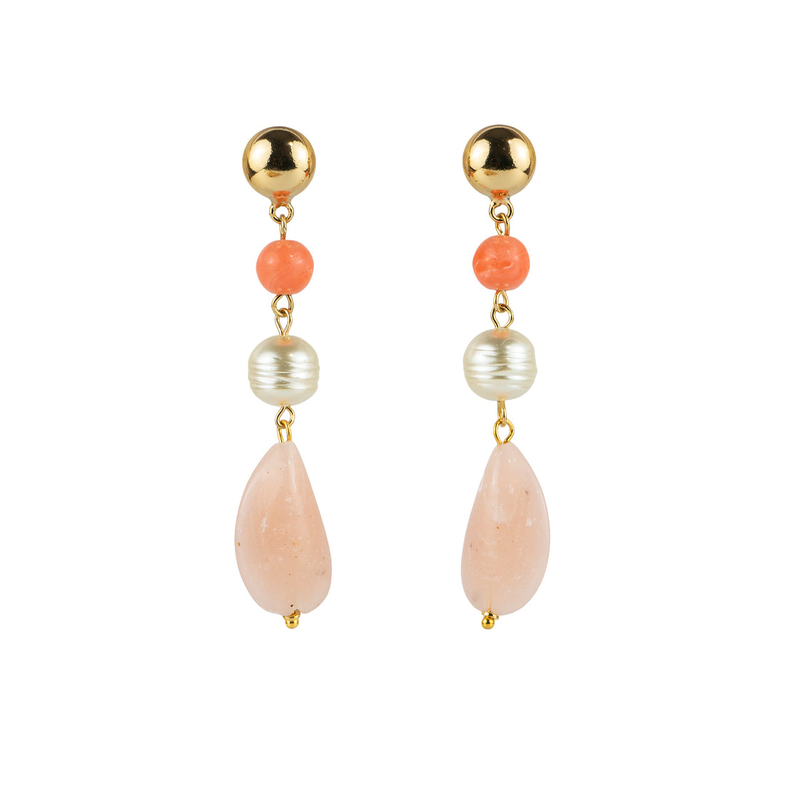 Orecchini pendenti con perle e cozze