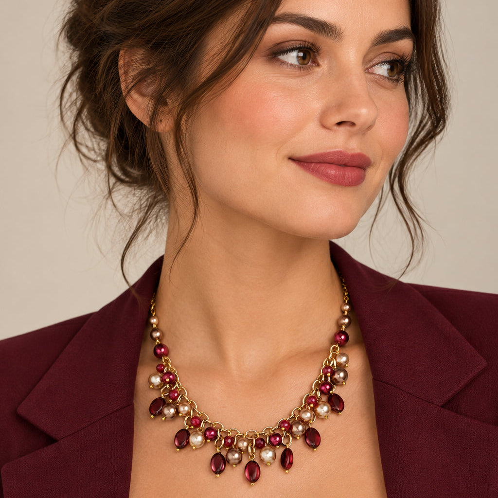 Collana girocollo charms di perle colorate