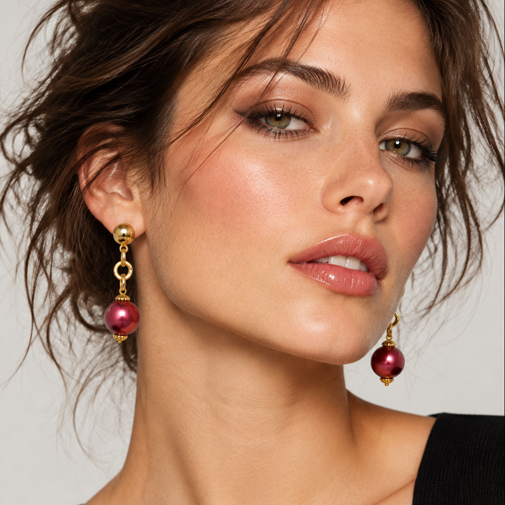 Pendientes colgantes de perlas de colores