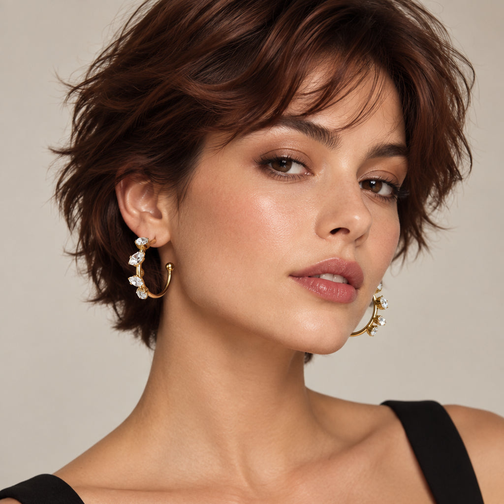 Drop earrings with crystals