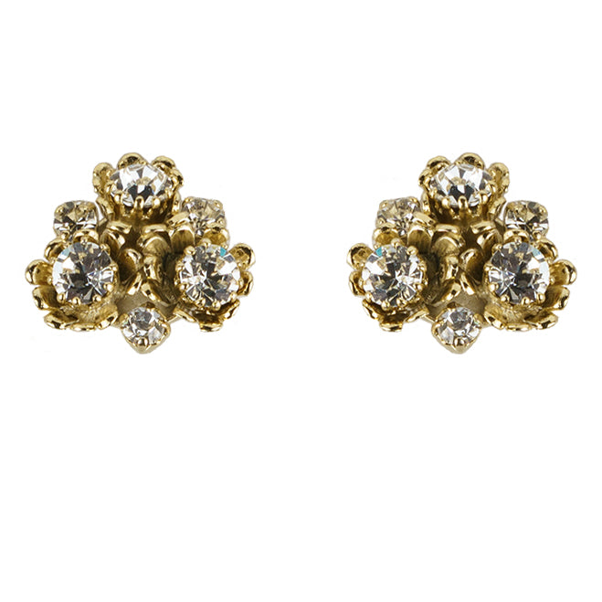 Orecchini a lobo con fiori e cristalli