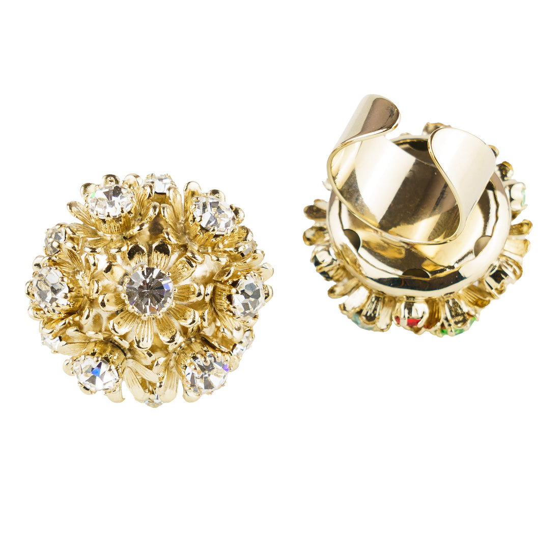 Anello con fiori e cristalli