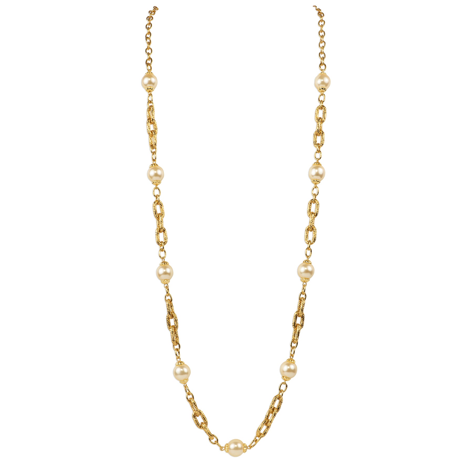Collana lunga con perle finte e perline, bigiotteria vintage anni '20 Collana lunga con perle finte e perline, bigiotteria vintage anni '20