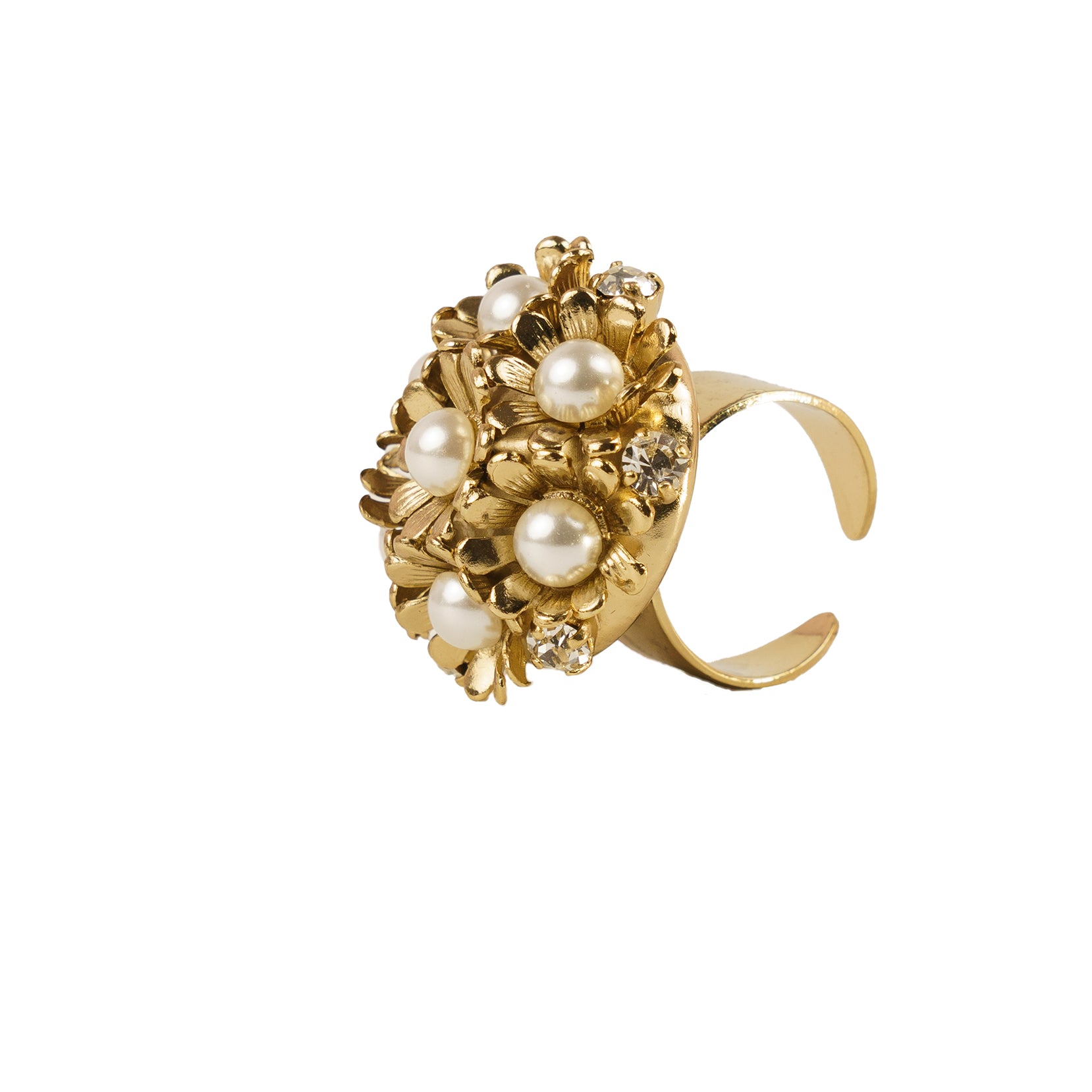 Anello con fiori e perle