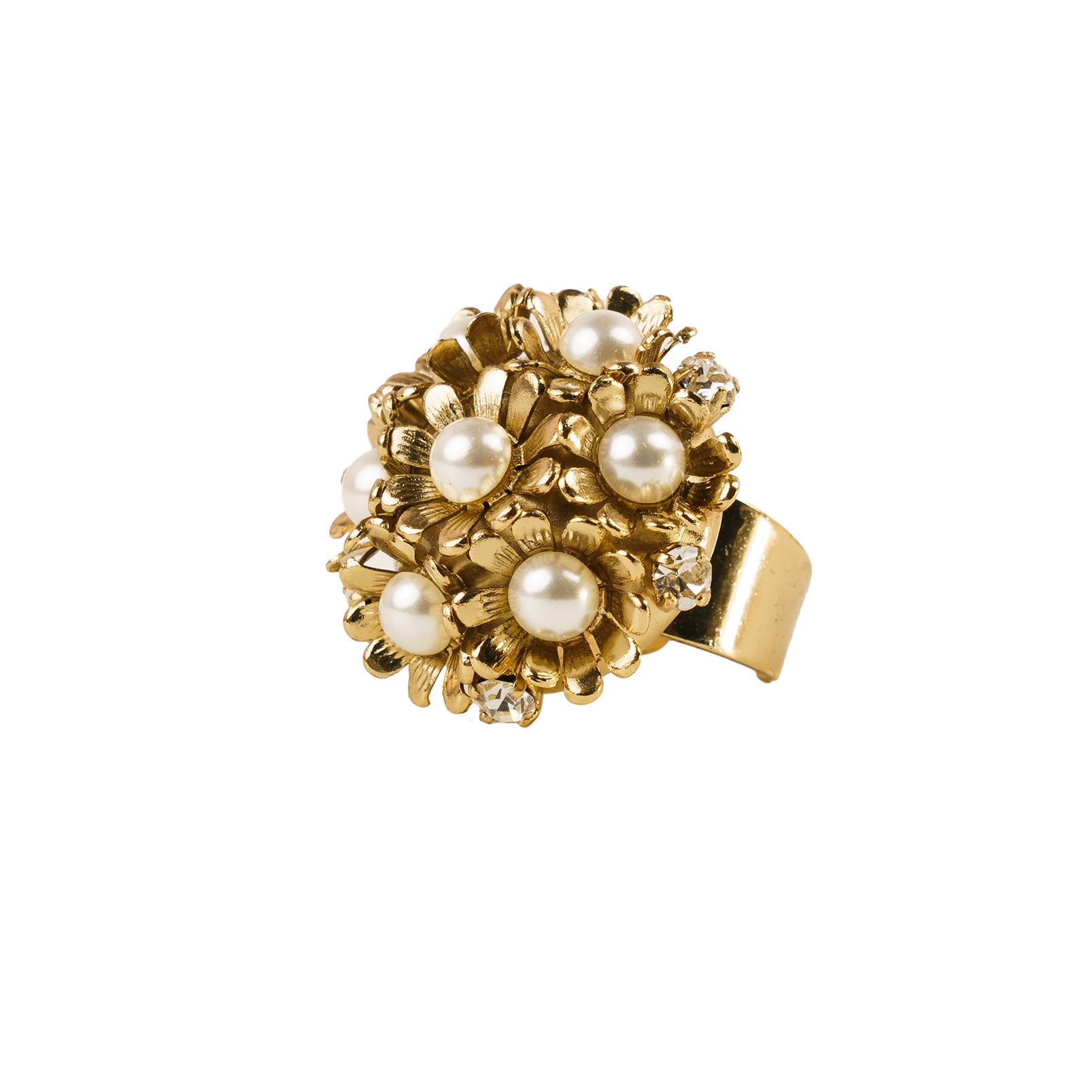 Anello con fiori e perle