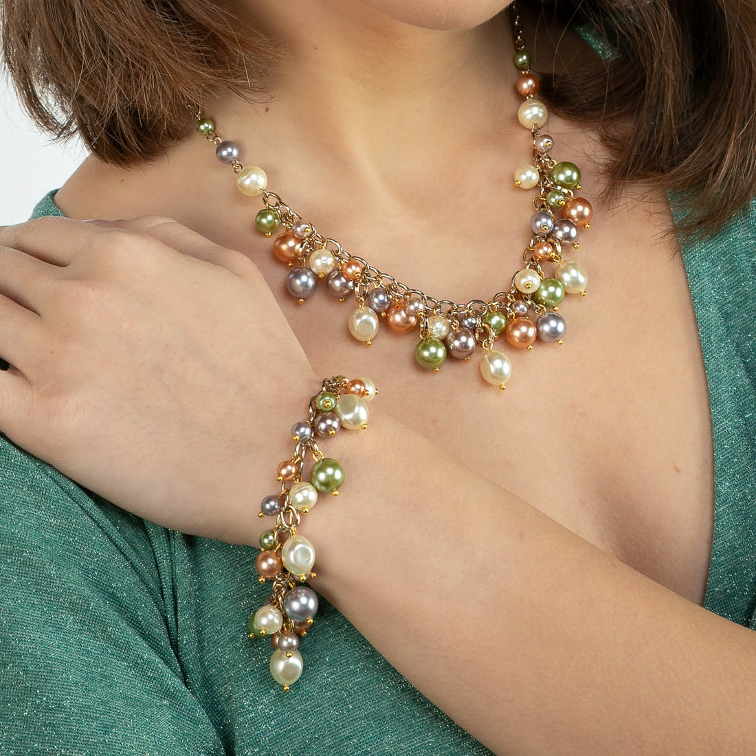 Bracciale charms di perle multicolore