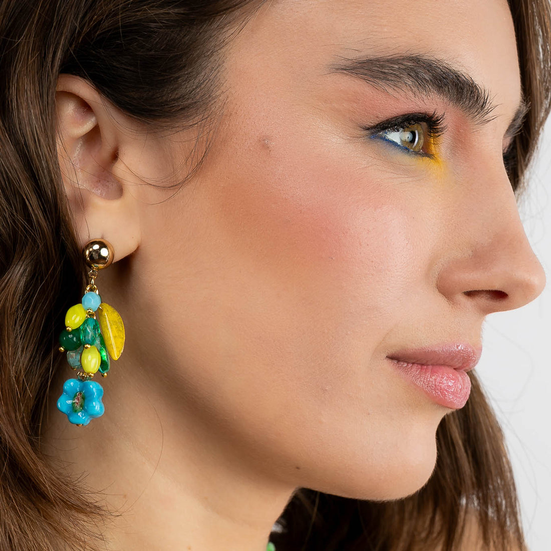 Pendientes colgantes de cristal y murrine