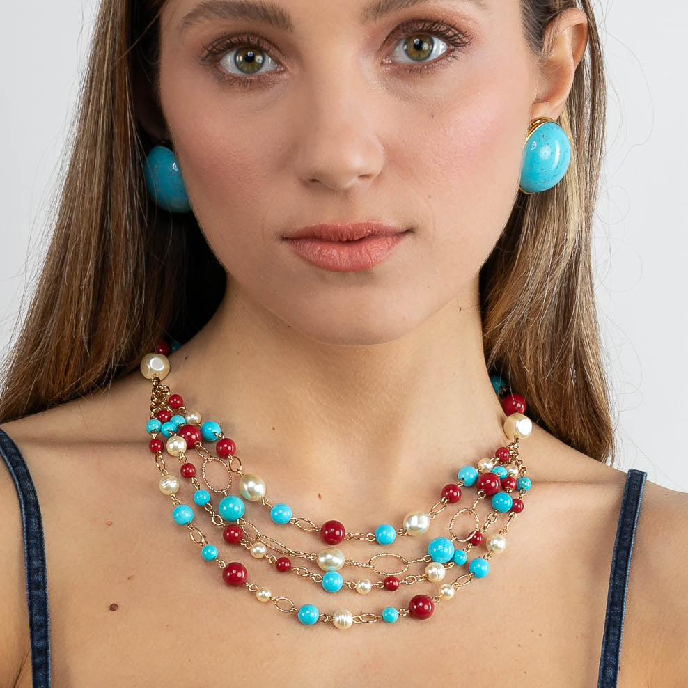 Collar gargantilla en resina y piedras semipreciosas