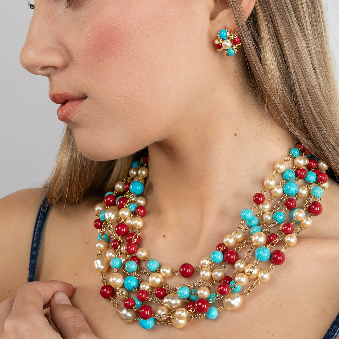 Pendientes colgantes de perlas de colores