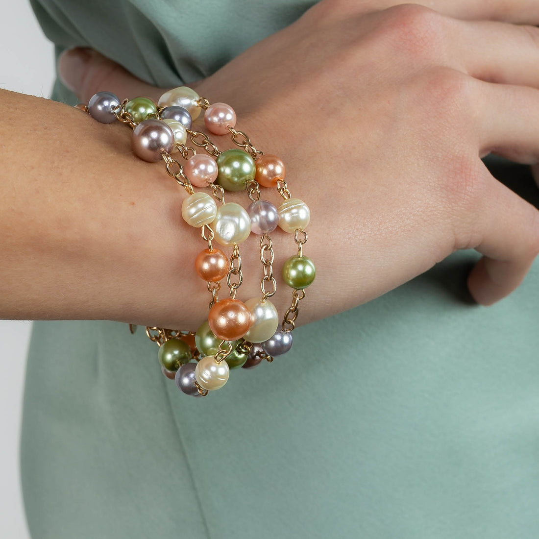 Bracciale 4 fili di perle multicolore