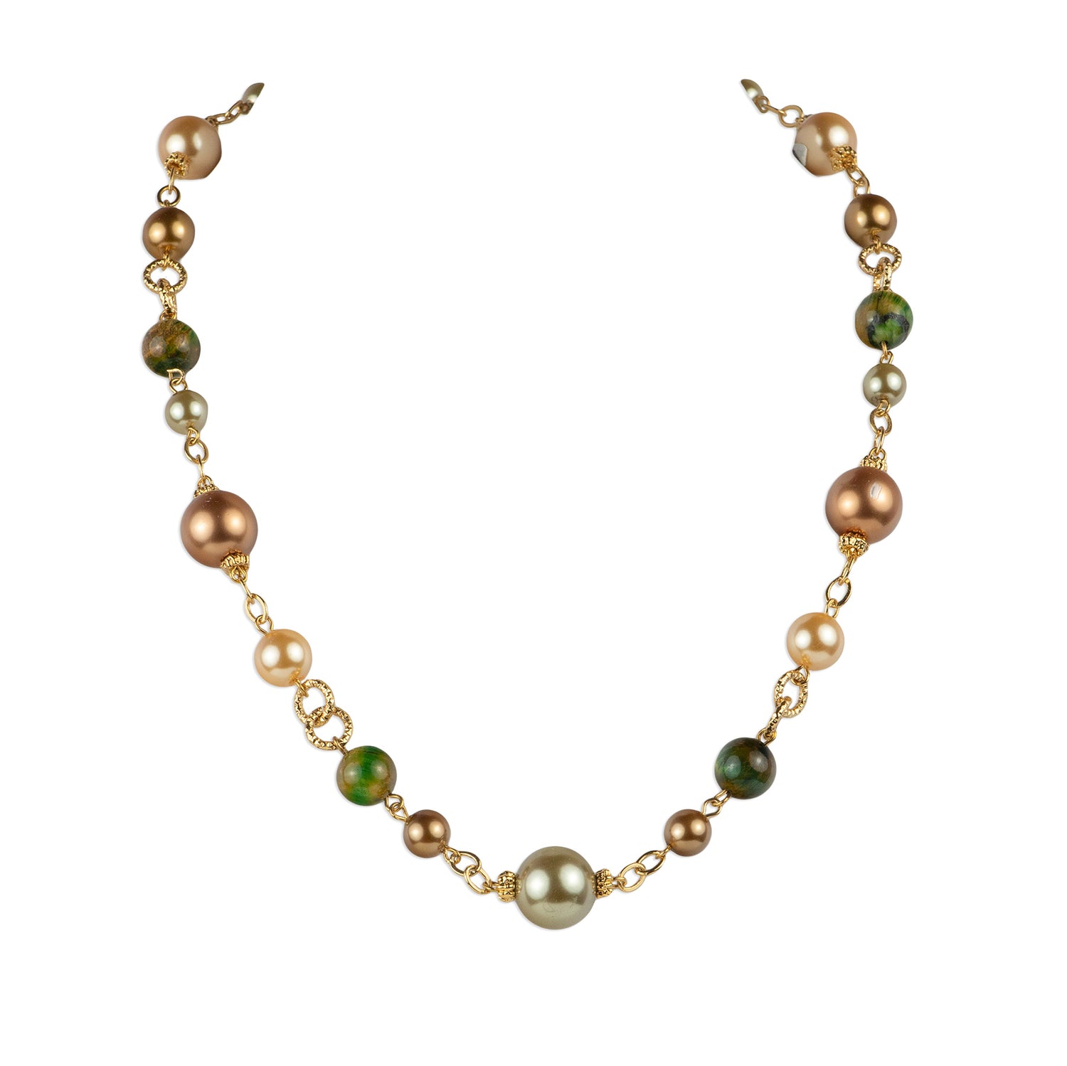 Gemstone and pearl chain choker necklace