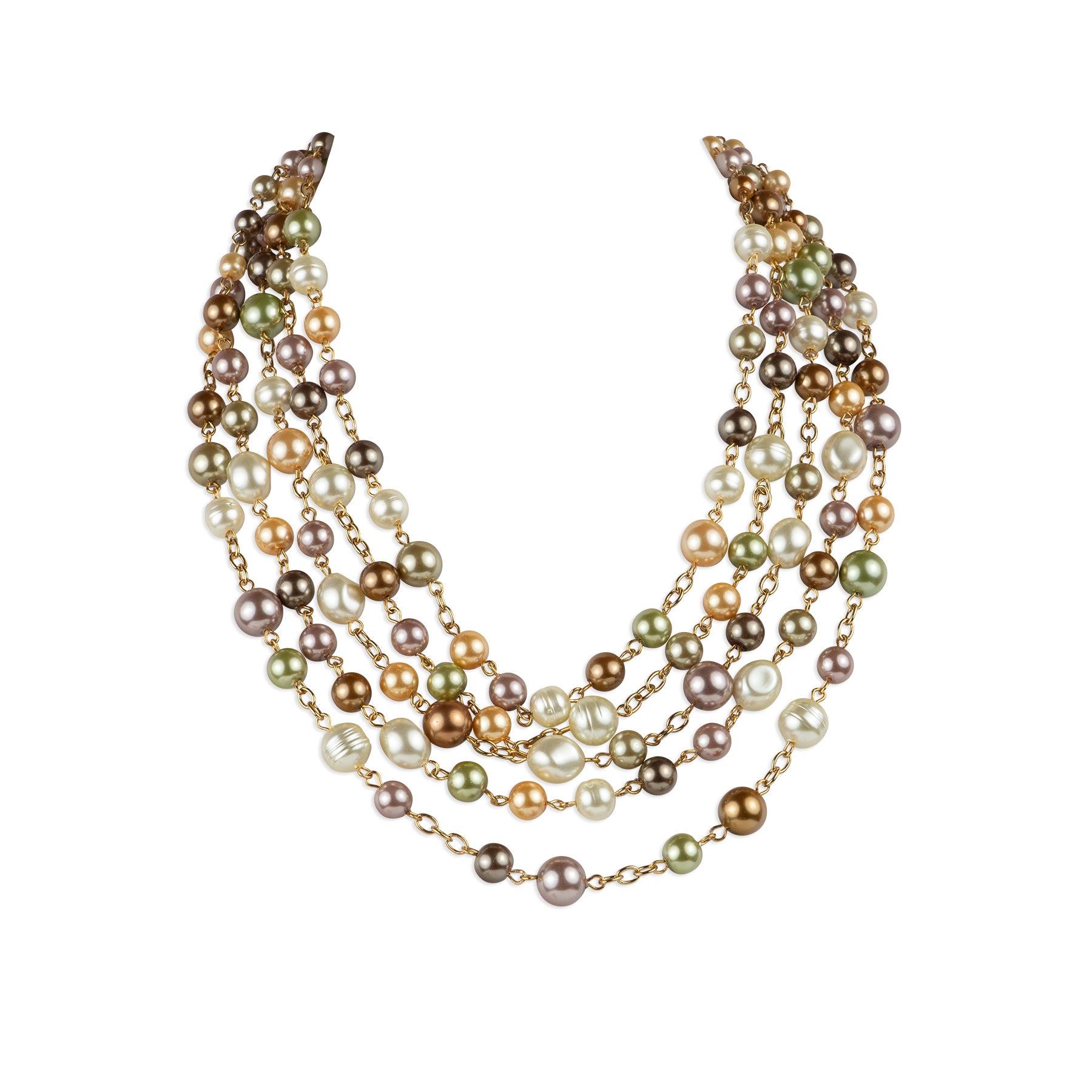Multi-strand pearl choker necklace