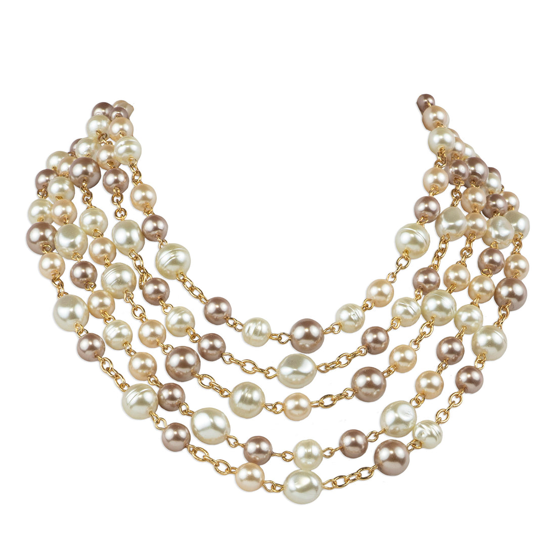 Multi-strand pearl choker necklace