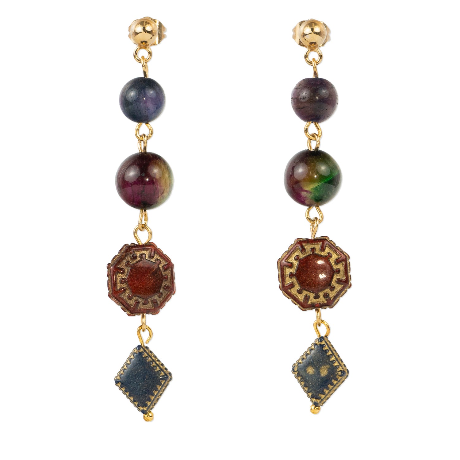 Pendant earrings in semi-precious stones