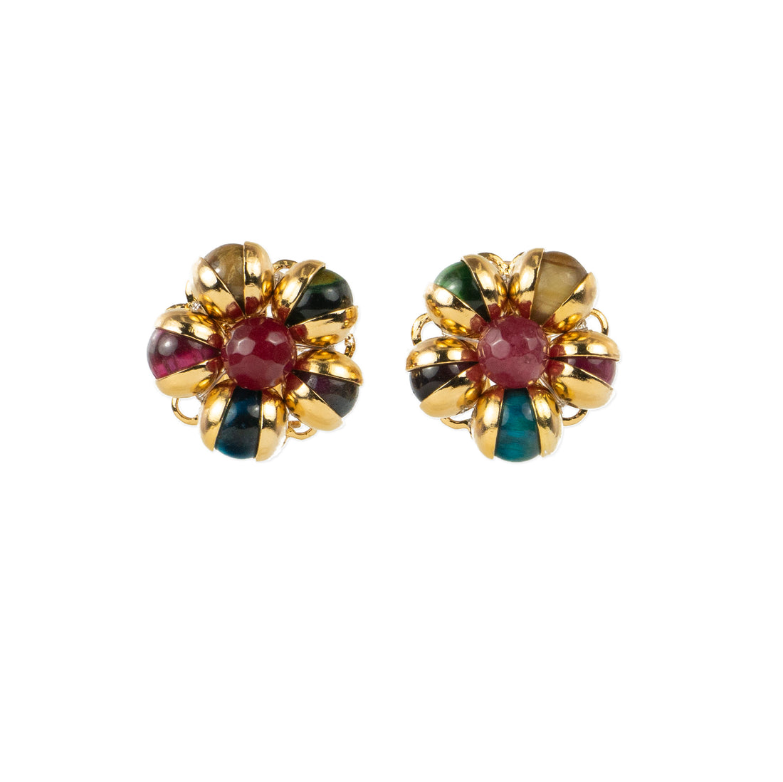 Semi-precious stone flower earrings
