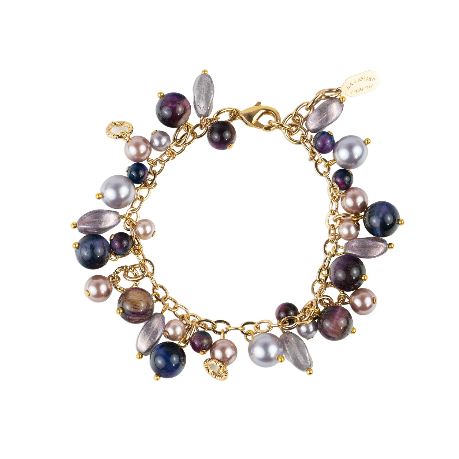 Charms bracelet in semi-precious stones and pearls