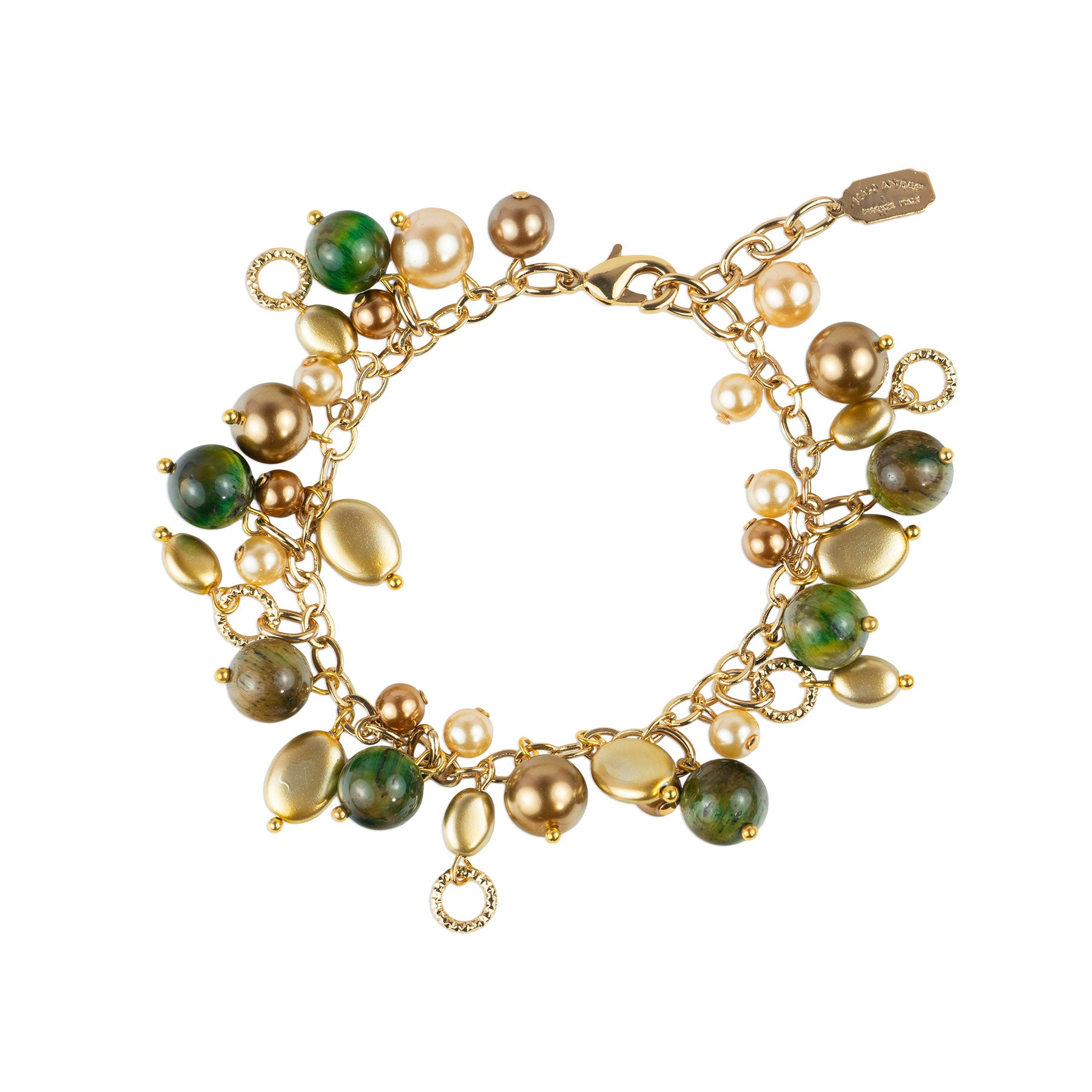 Charms bracelet in semi-precious stones and pearls
