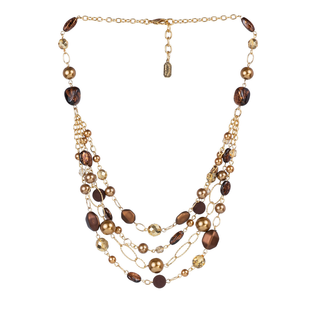 Collar de múltiples hilos en vidrio, perlas y cristales