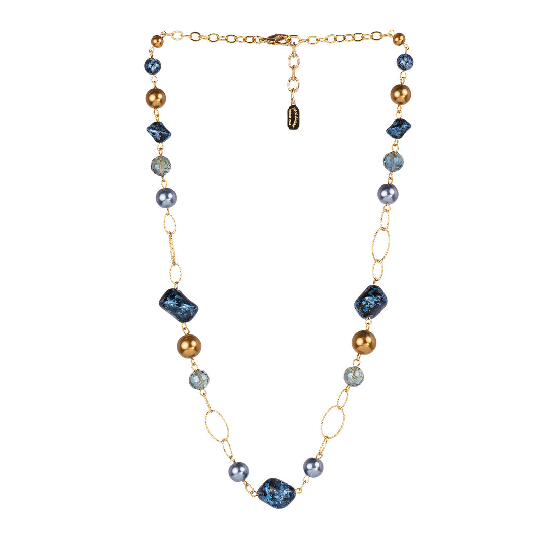 Collar tipo gargantilla de vidrio con perlas y cristales
