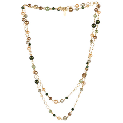 Choker with 3 strands of colored pearls and crystals