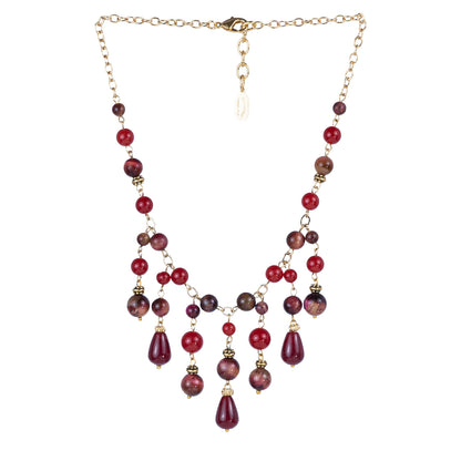 Necklace with snap clasp in semi-precious stones and pearls