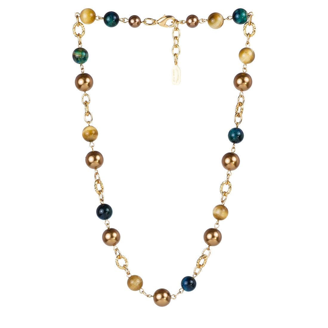 Gemstone and pearl chain choker necklace