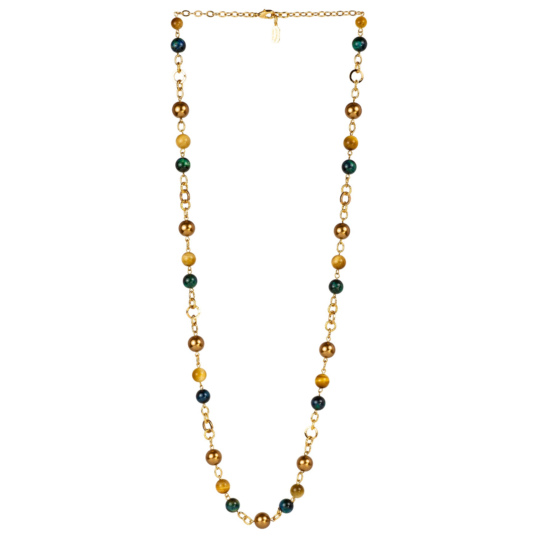 Necklace with snap clasp in semi-precious stones and pearls