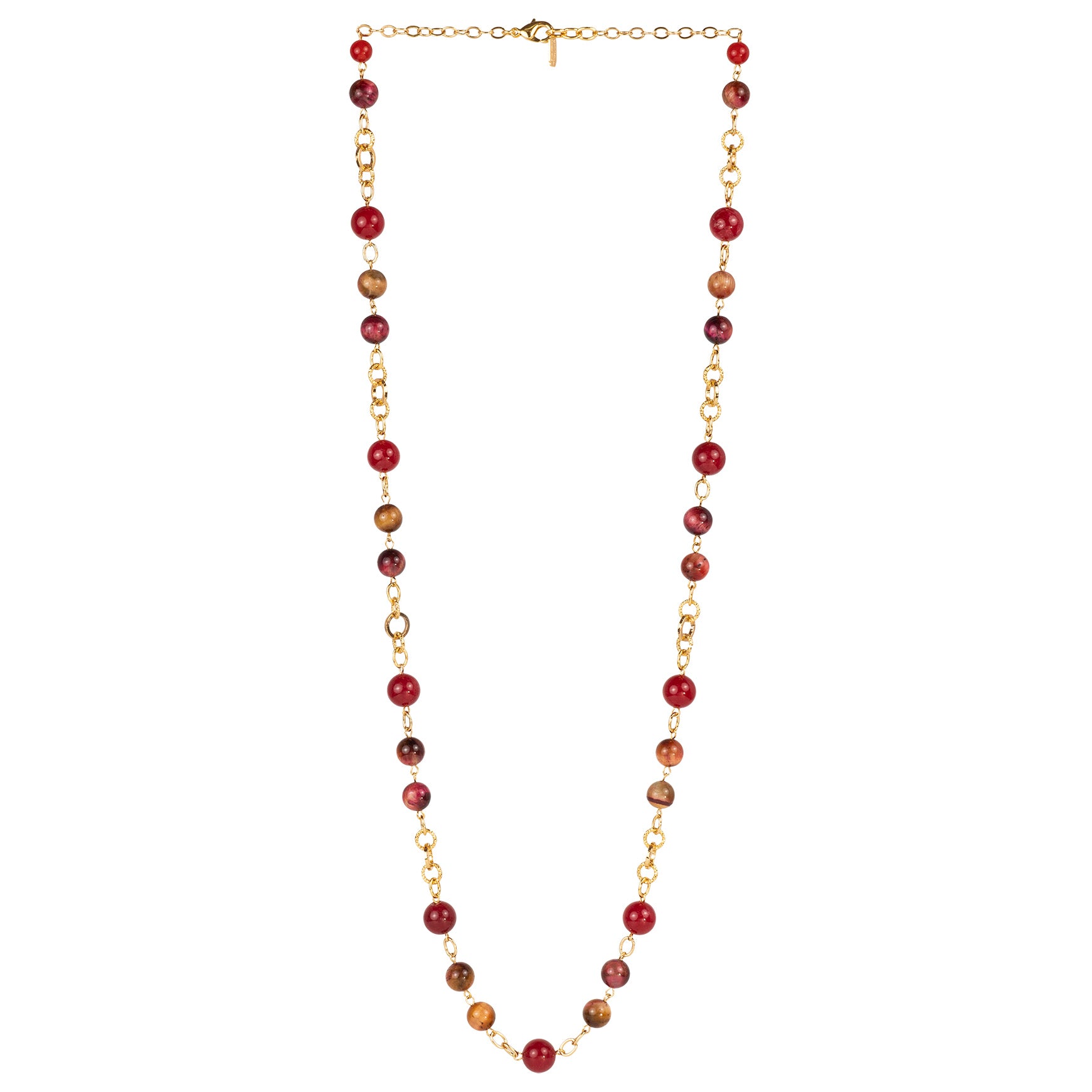 Necklace with snap clasp in semi-precious stones and pearls