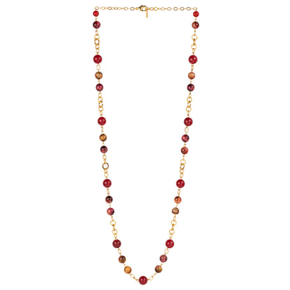 Necklace with snap clasp in semi-precious stones and pearls