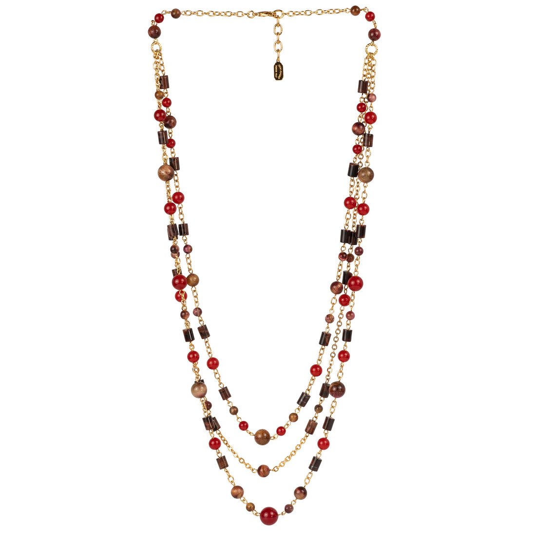 Necklace with snap clasp in semi-precious stones and pearls