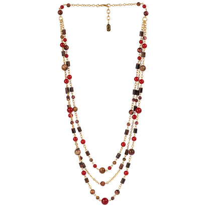 Necklace with snap clasp in semi-precious stones and pearls