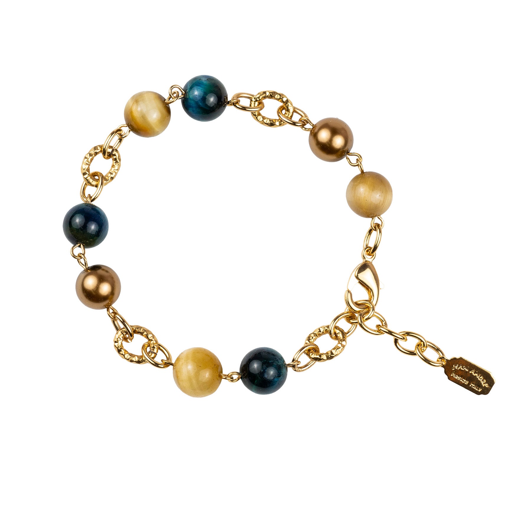 Bracelet with snap clasp in semi-precious stones and pearls