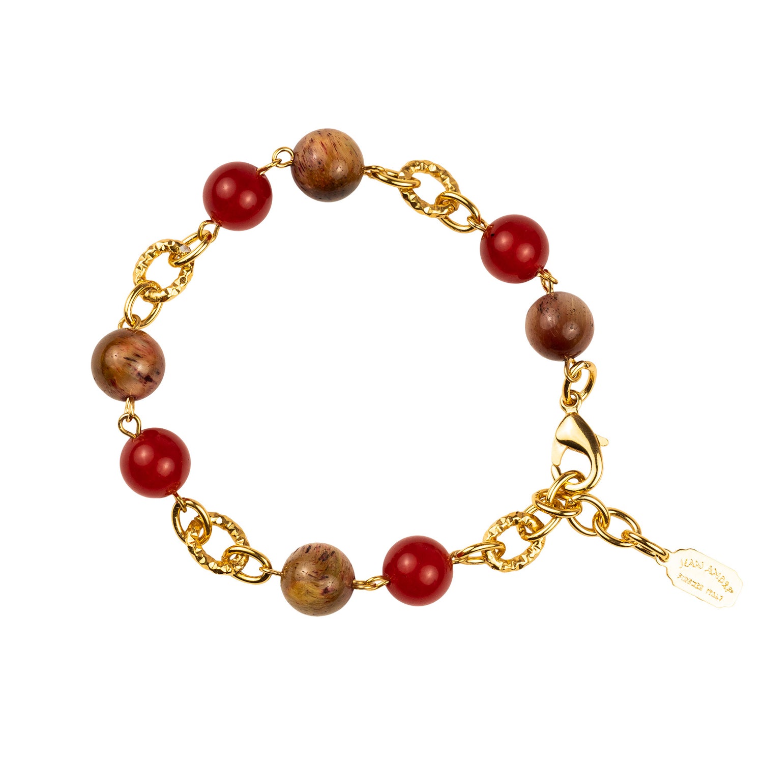 Bracelet with snap clasp in semi-precious stones and pearls