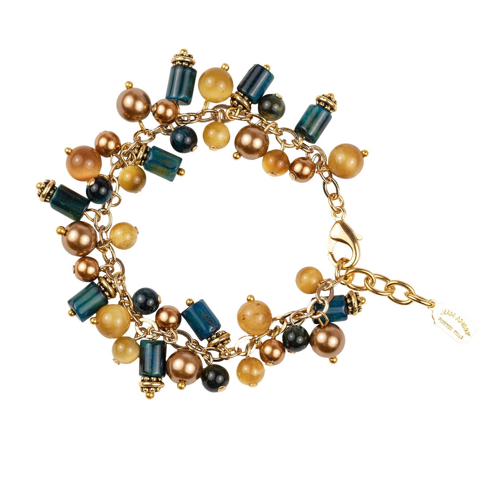 Bracelet with snap clasp in semi-precious stones and pearls