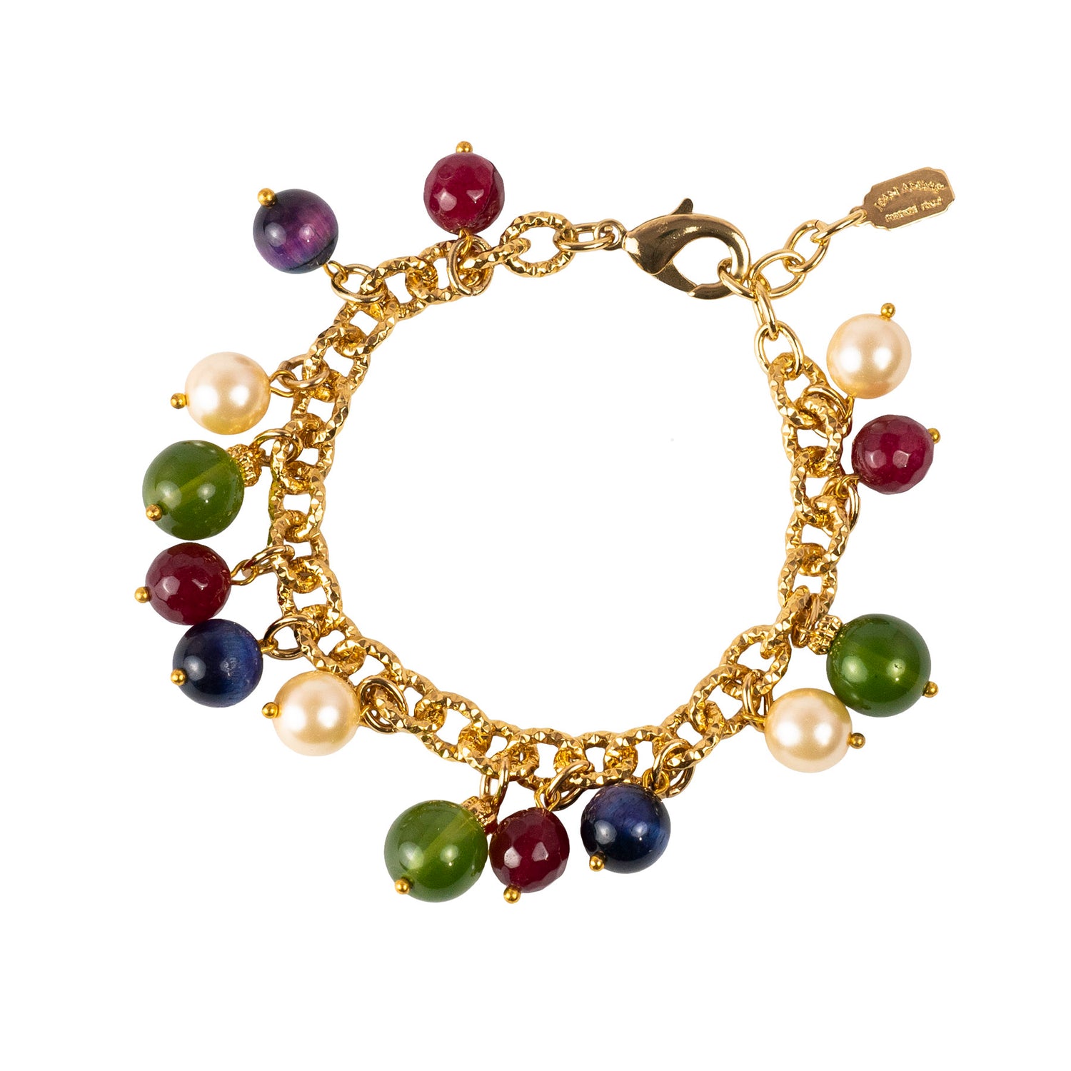 Pulsera de charms con piedras duras y perlas