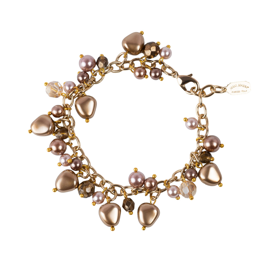 Bracciale charms con perle e cristalli Swarovski