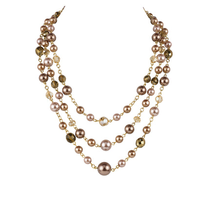 Multi-strand pearl and crystal choker