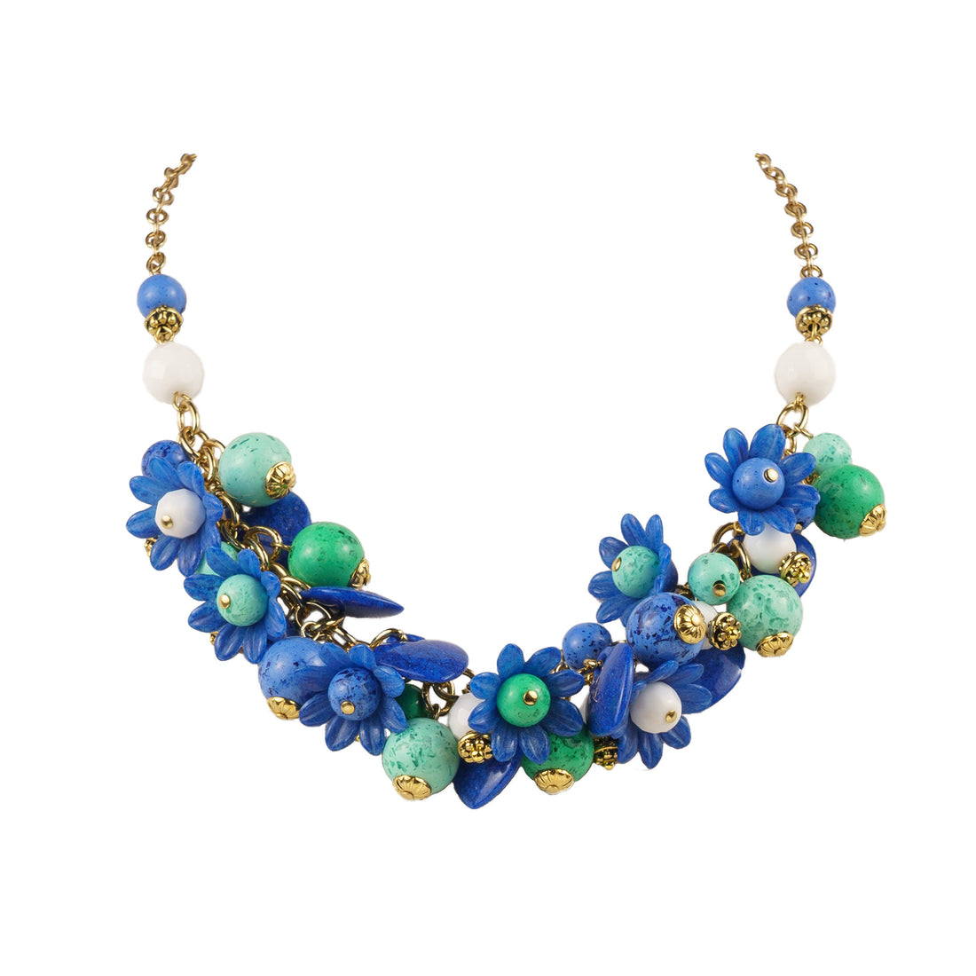 Collana girocollo charms con fiori e cuori