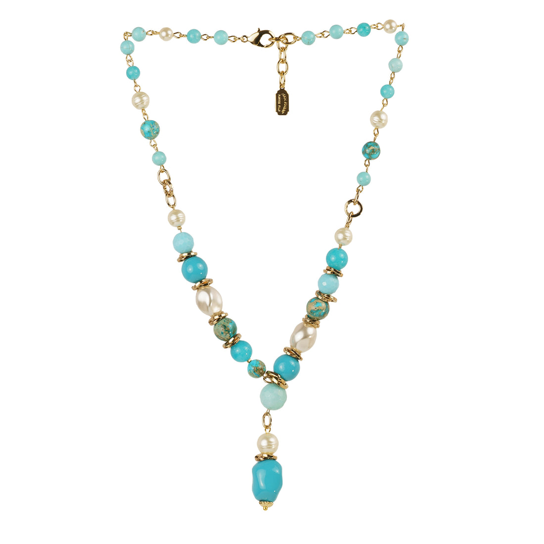Collana girocollo con pendente in perla e turchese