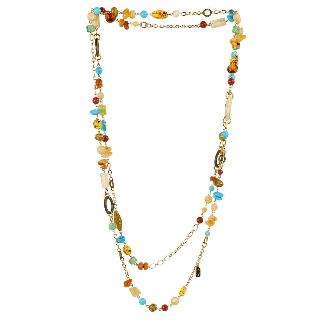 Collana lunga in pietre dure e resine