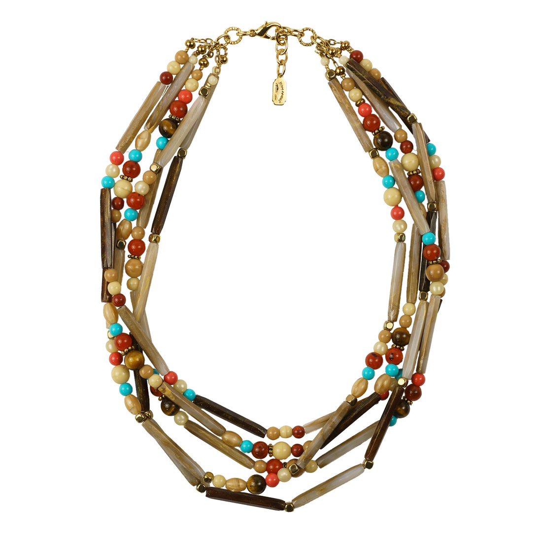 Collana multifili in resina e vetri