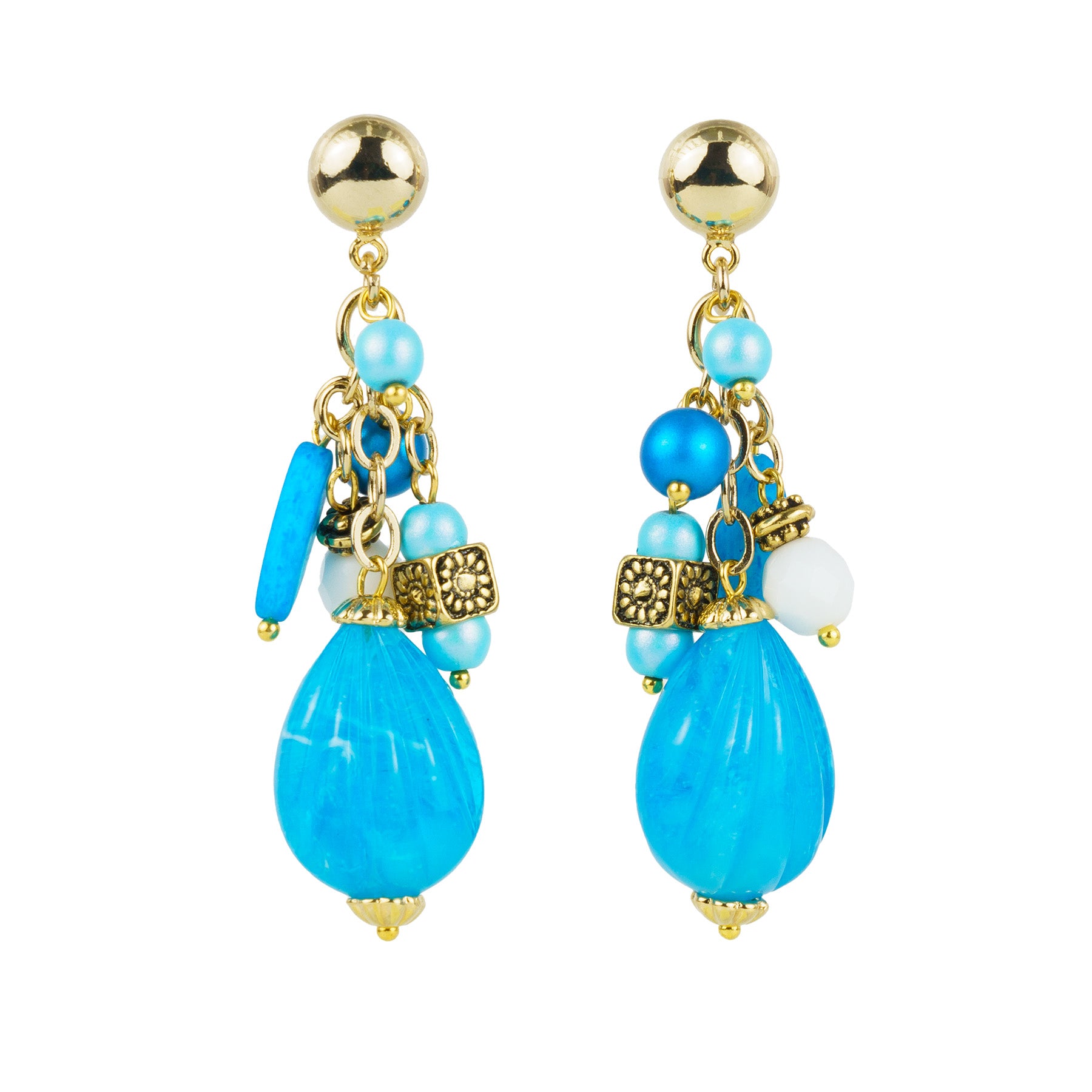 Pendientes colgantes de perlas de colores