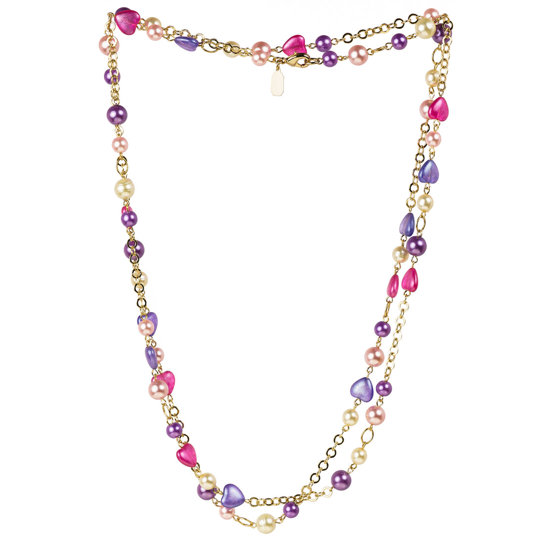 Collana lunga con perle e catena