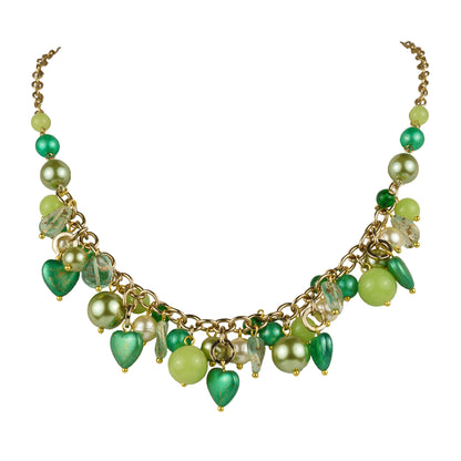 Collana girocollo charms con perle e cuori