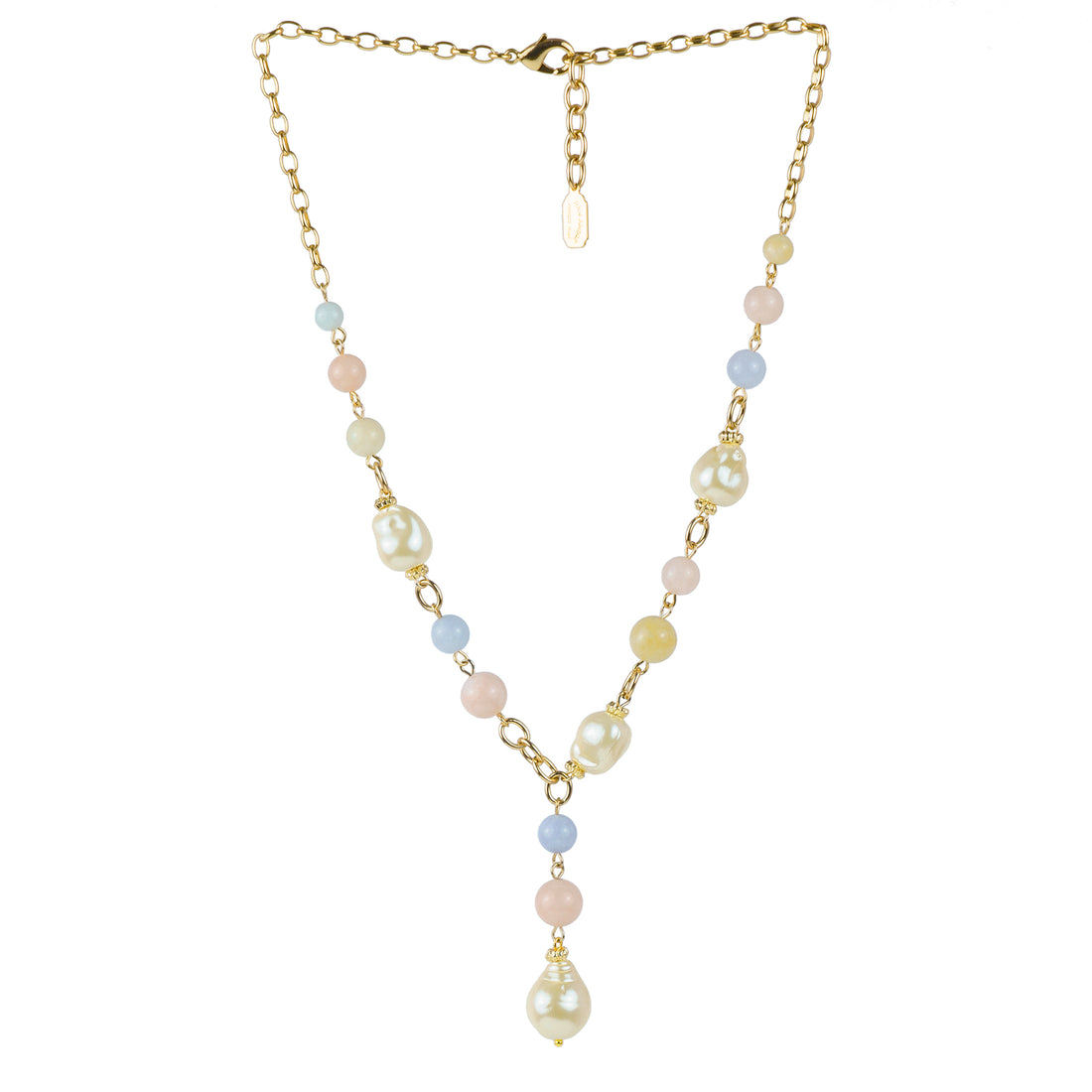 Collana girocollo con pendente in pietra dura e perle barocche