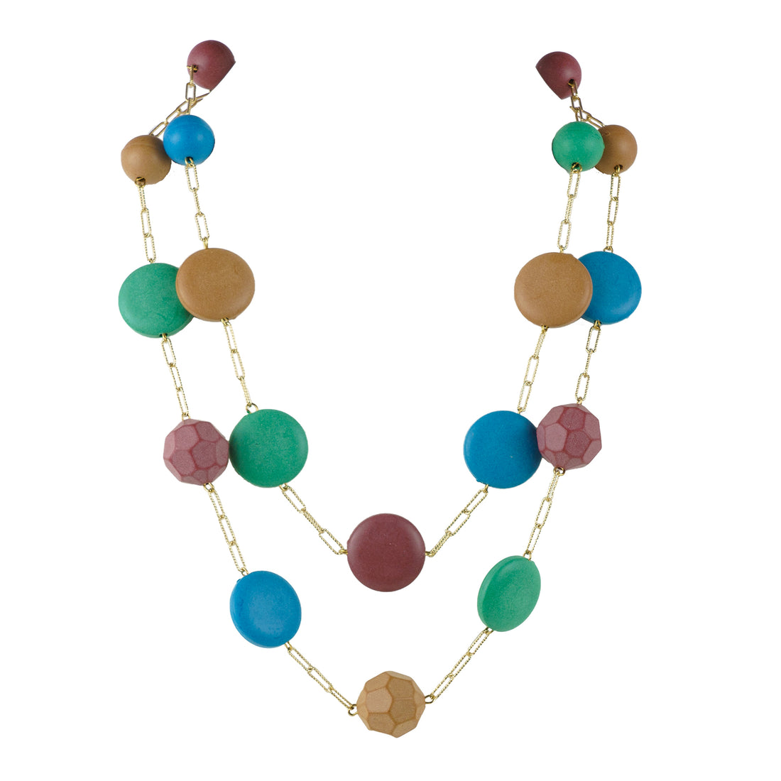 Collana girocollo a due fili in resina e catena