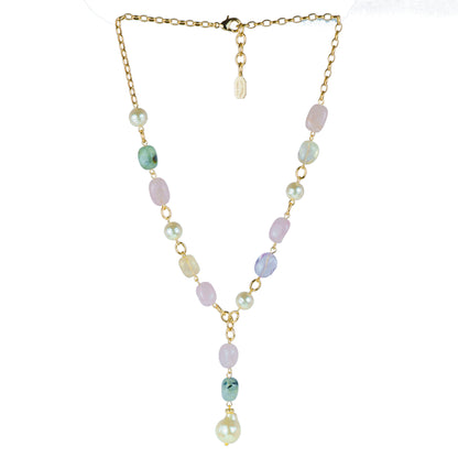 Collana girocollo con pendente in pietra dura e perle